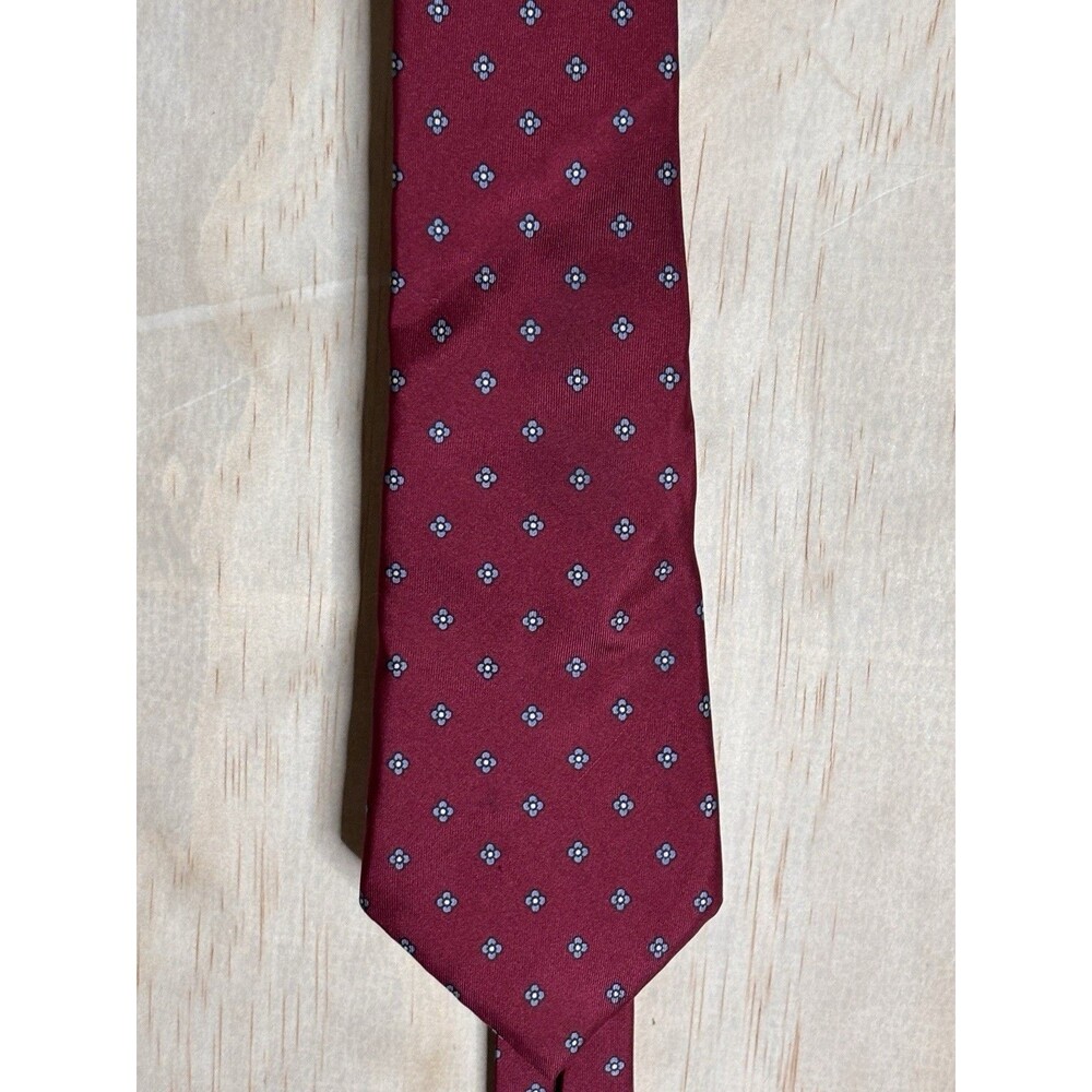 Vintage Halston Necktie Red With Blue Geometric Pattern